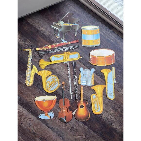 Vintage Musical Instruments Die-cut Cutouts Band Music Cardstock Classroom - Picture 1 of 10